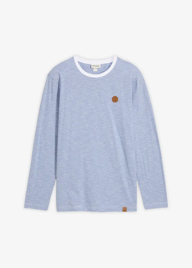 Longsleeve van puur biologisch katoen • jeansblauw-wit horizontaal gestreept • bonprix online shop
