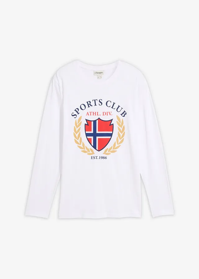 Longsleeve van puur katoen, Kleur: wit met print
