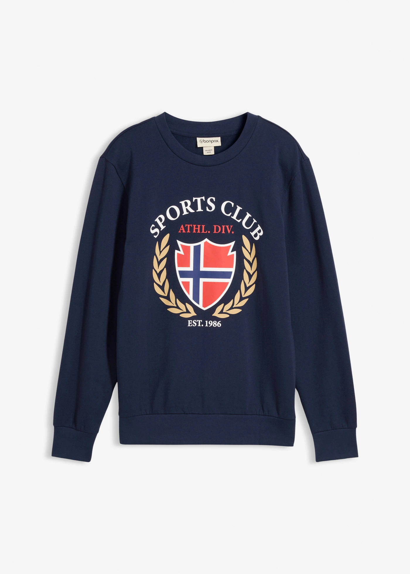 Sweat-shirt 100% coton • bleu foncé imprimé • Boutique bonprix