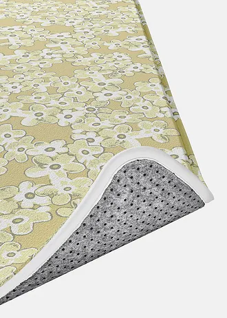 Badmat met memory foam, Kleur: lichtgeel gebloemd