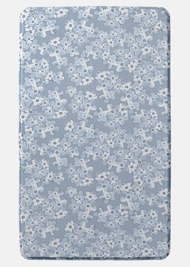 Tapis de bain à mémoire de forme, Couleur: bleu mat floral