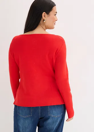 Peplum vest met decoratieve knopen, Kleur: aardbeirood