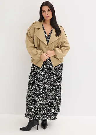 Maxi jurk van viscose, Kleur: zwart/wit gedessineerd