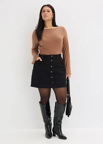 Longsleeve van zachte viscosemix, Kleur: kastanjebruin