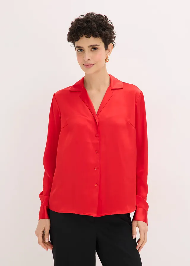 Chemisier en satin léger, Couleur: fraise