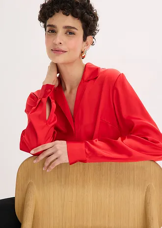 Bluză din satin fin • roşu-căpşună • magazin bonprix