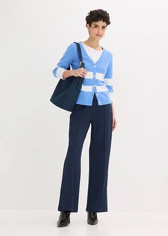 Gilet en maille de coton • bleu moyen-blanc rayé • Boutique bonprix