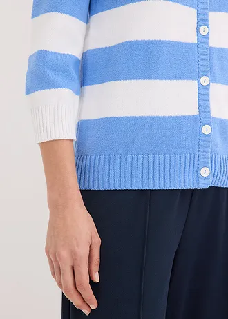 Gilet en maille de coton • bleu moyen-blanc rayé • Boutique bonprix