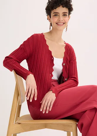 Gilet court en maille ajourée • rouge cerise • Boutique bonprix