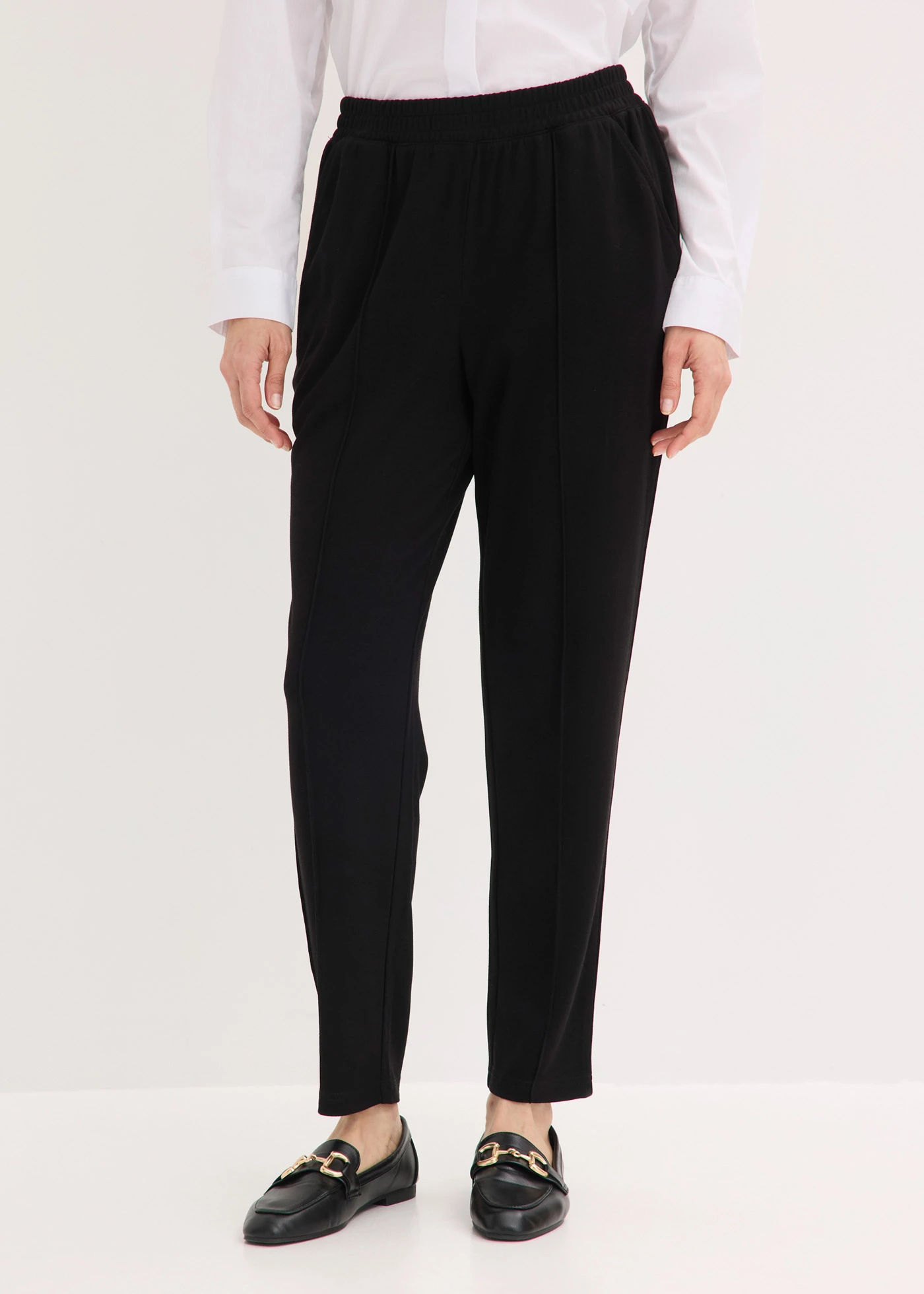 Jersey instapbroek met bies • zwart • bonprix online shop