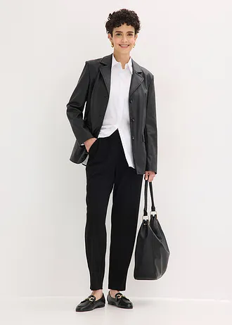 Pantalon élastiqué avec nervures devant • noir • Boutique bonprix