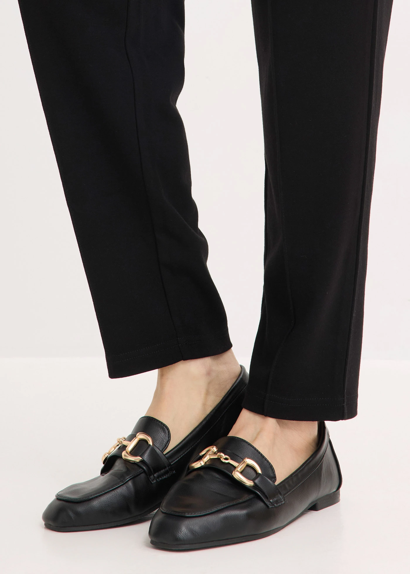 Pantaloni din jerse cu dungă, fără încheiere • negru • magazin bonprix