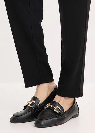 Pantalon élastiqué avec nervures devant • noir • Boutique bonprix