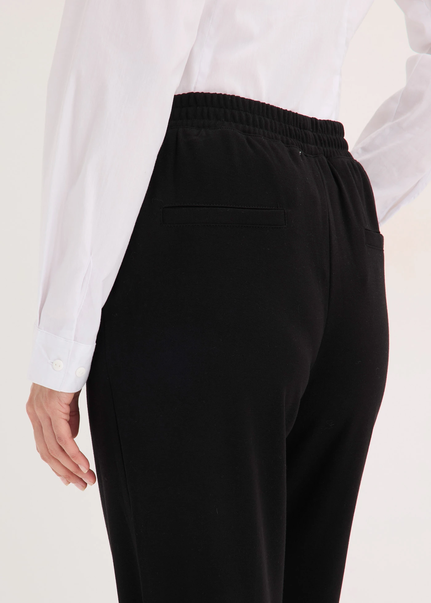 Pantaloni din jerse cu dungă, fără încheiere • negru • magazin bonprix