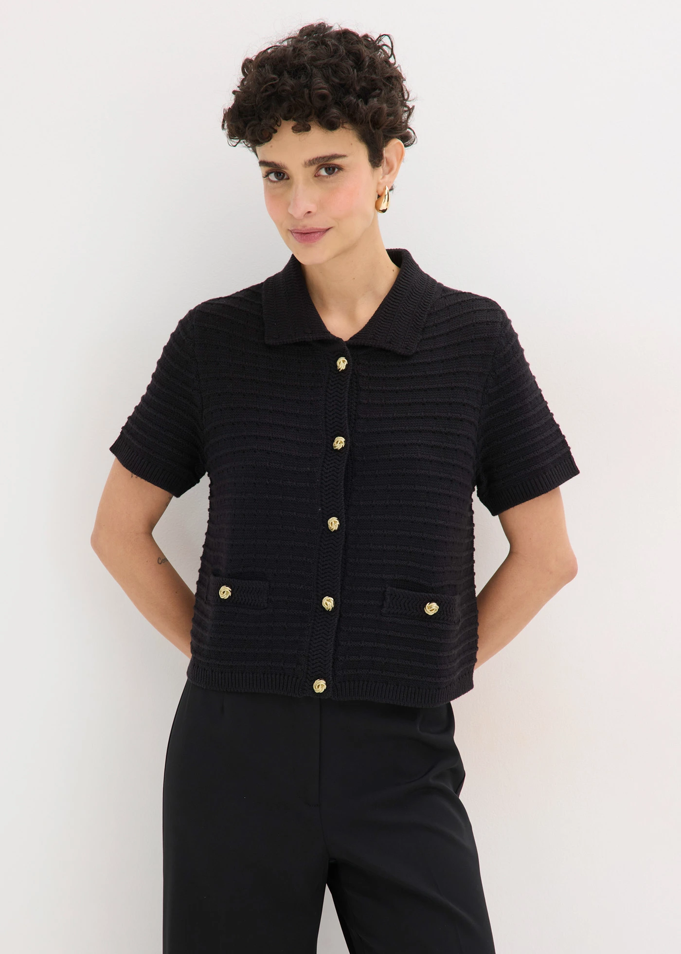 Vest met decoratieve knopen • zwart • bonprix online shop