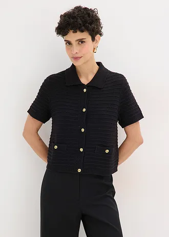 Vest met decoratieve knopen, Kleur: zwart