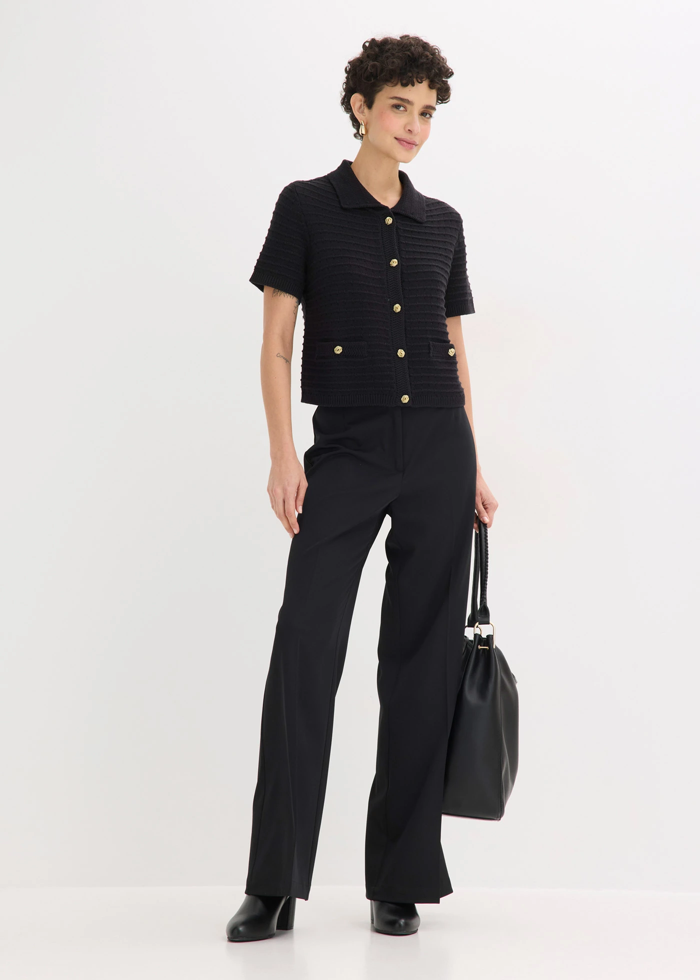 Vest met decoratieve knopen • zwart • bonprix online shop