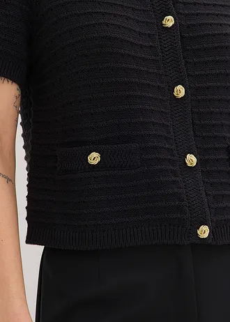 Gilet en maille à boutons décoratifs • noir • Boutique bonprix