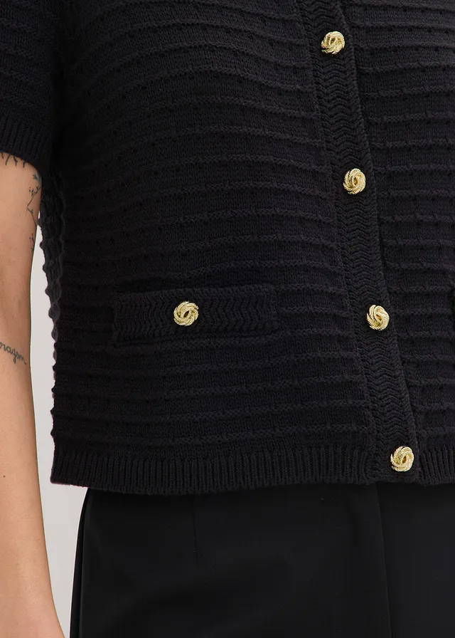 Gilet en maille à boutons décoratifs • noir • product-page.page-title-suffix