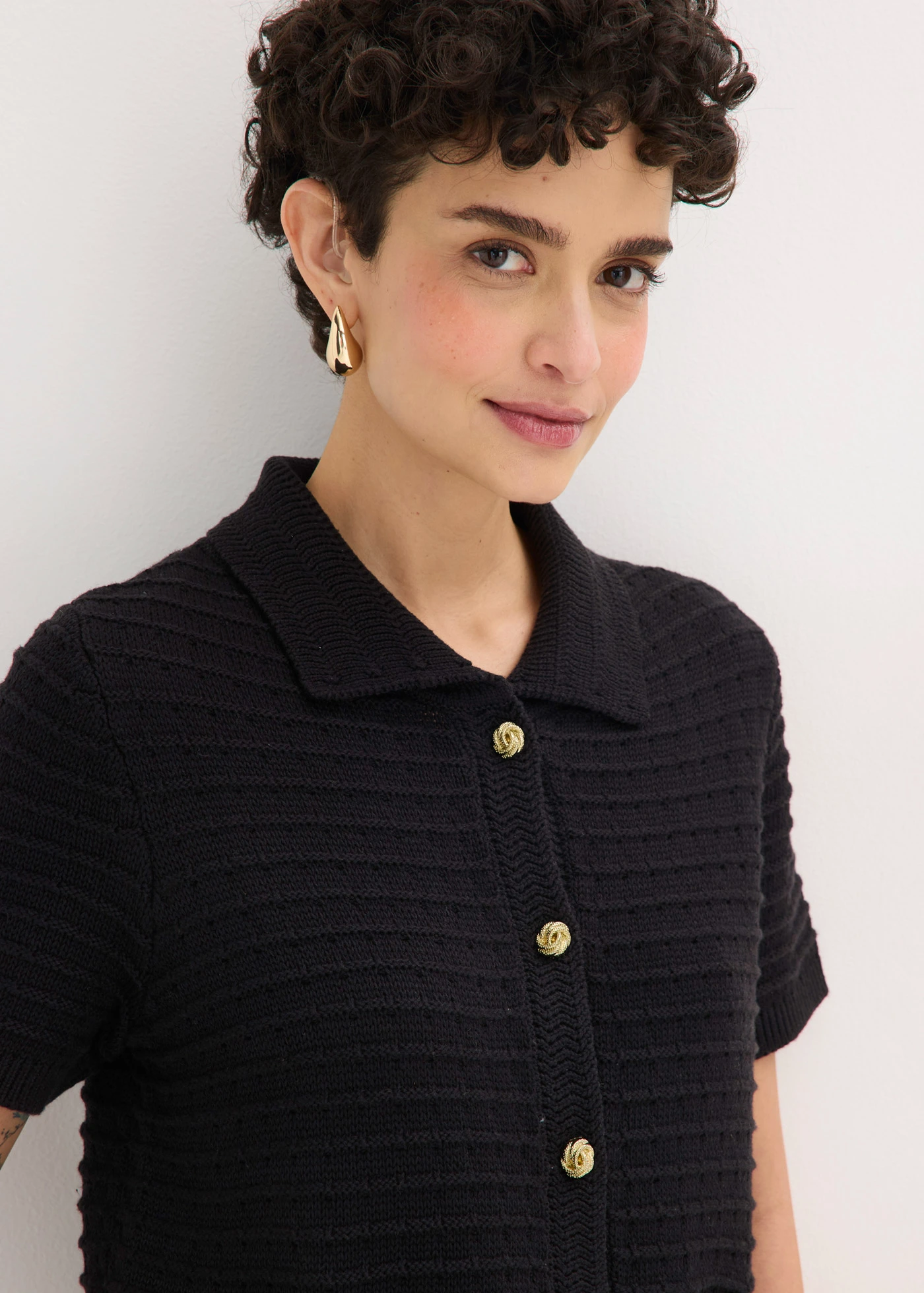 Vest met decoratieve knopen • zwart • bonprix online shop