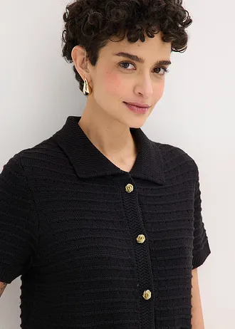 Kardigan z ozdobnymi guzikami • czarny • sklep bonprix
