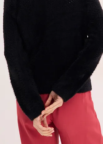 Pull ajouré en maille poilue • noir • Boutique bonprix