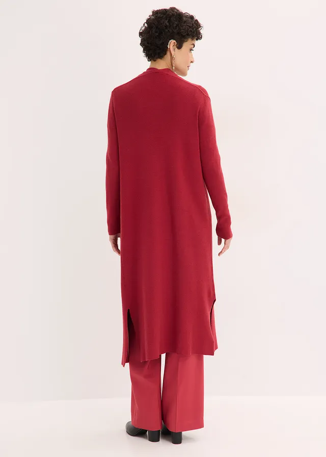 Gilet long en maille, Couleur: rouge cerise