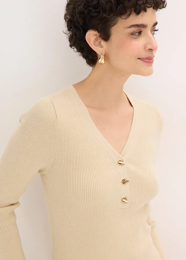 Pull côtelé en viscose mélangée • sable clair • product-page.page-title-suffix