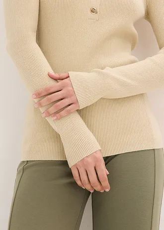 Pulover ripsat cu viscoză • bej nisipiu mat • magazin bonprix