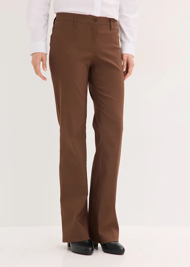 Stretch broek, bootcut, Kleur: bruin