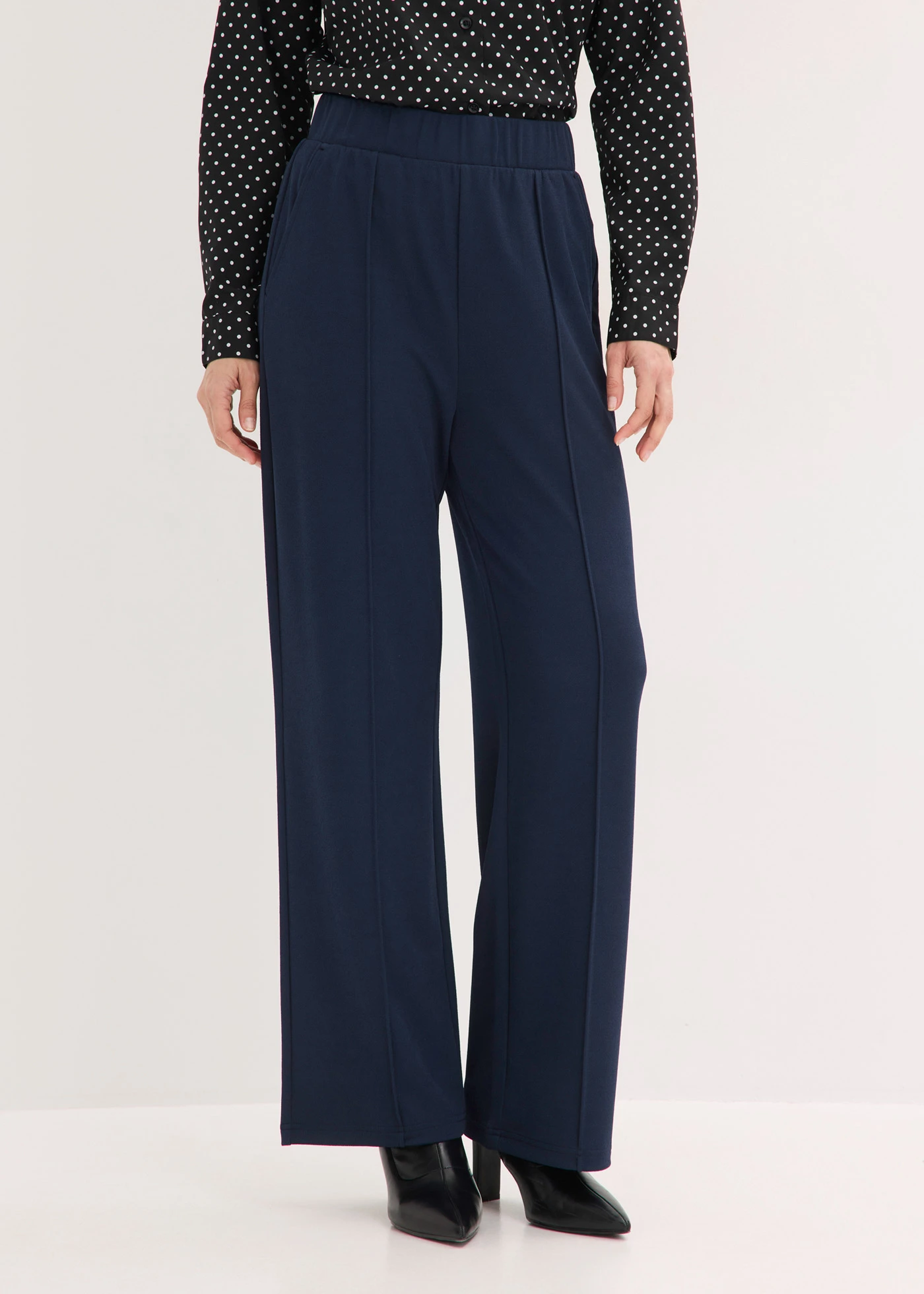 Pantalon en interlock épais, taille élastiquée • bleu foncé • Boutique bonprix