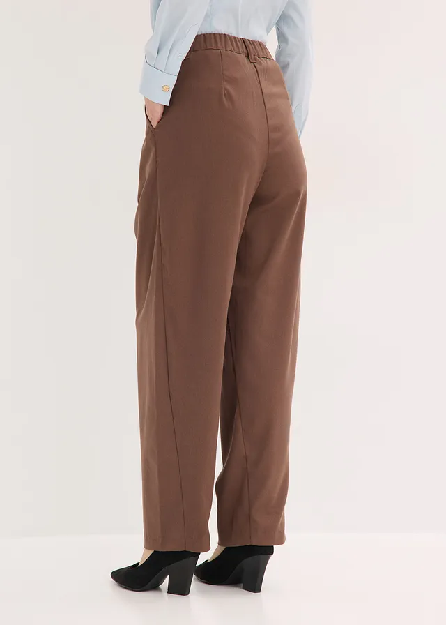 Pantalon barrel à pinces, Couleur: marron