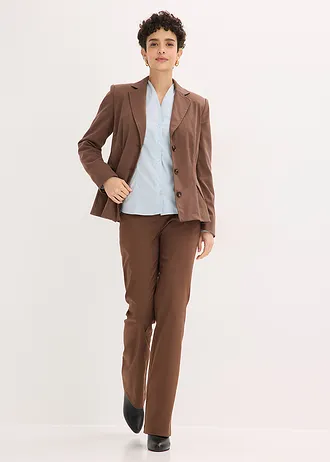 Popeline stretch blouse met kelkvormige kraag en licht transparant, Kleur: poederblauw