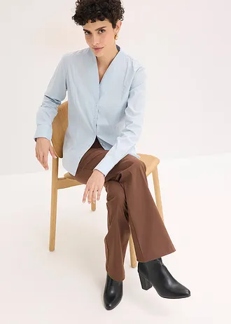 Popeline blouse met opstaande kraag • poederblauw • bonprix online shop