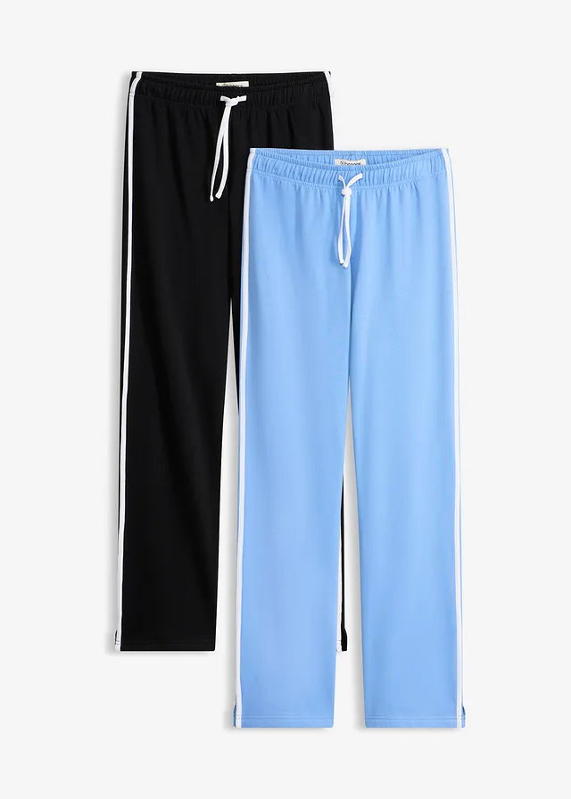 Joggingbroek van zwaar katoen (set van 2) • middenblauw/zwart • bonprix online shop