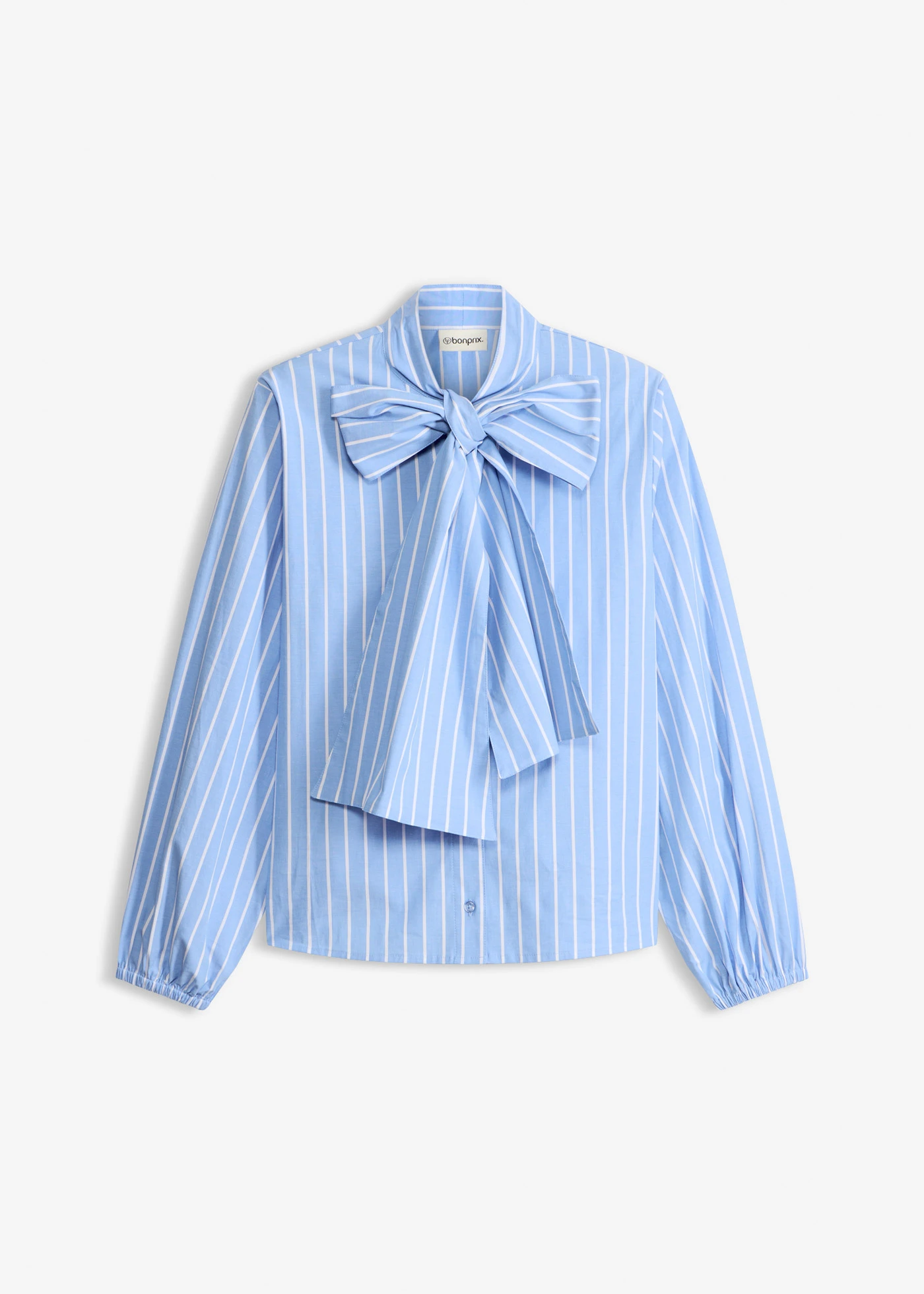Blouse met strikkraag • middenblauw-wit gestreept • bonprix online shop