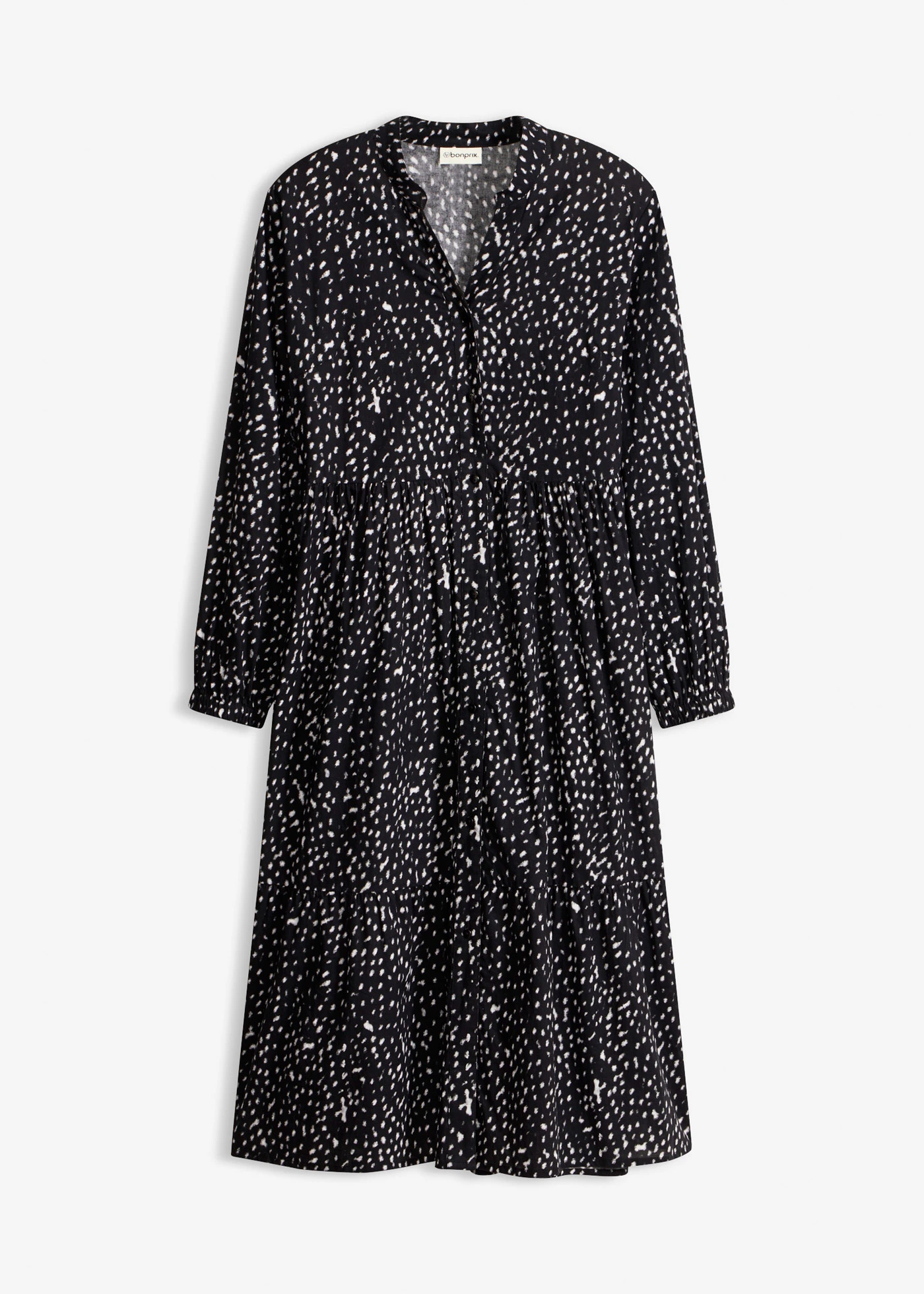 Robe midi 100% coton • noir-écru imprimé • Boutique bonprix