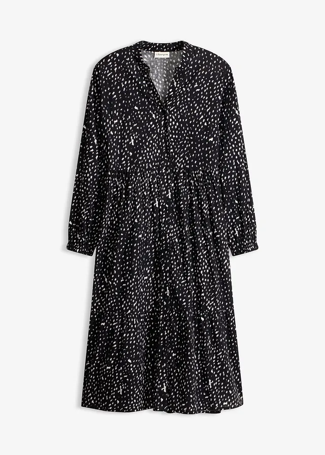 Rochie midi din bumbac 100% • negru-ecru cu imprimeu • magazin bonprix