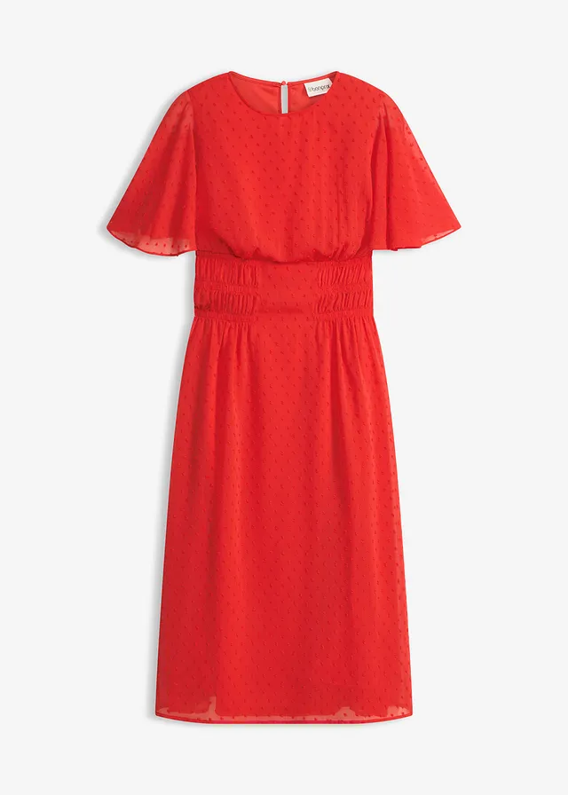 Midi jurk, Kleur: aardbeirood