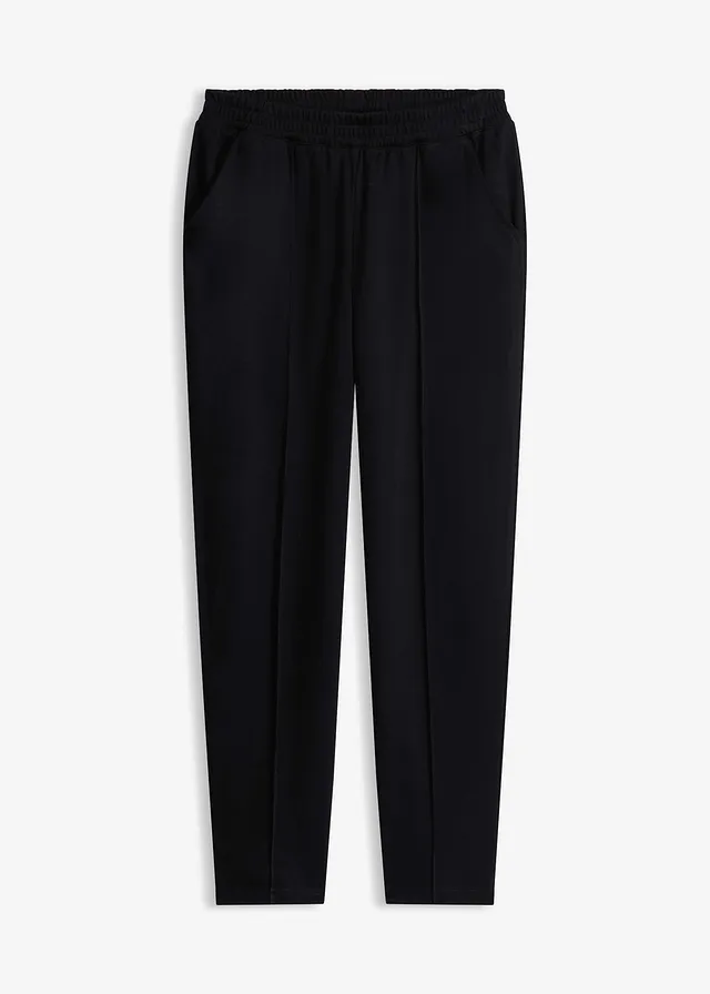 Pantaloni cu elastic și șiret în talie, cu cusătură în față