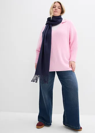 Pull oversize à col polo, Couleur: rose cristal