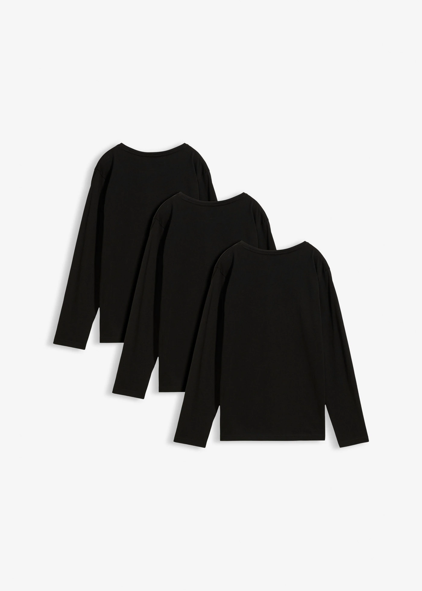 Longsleeve met biologisch katoen (set van 3) • zwart+zwart+zwart • bonprix online shop