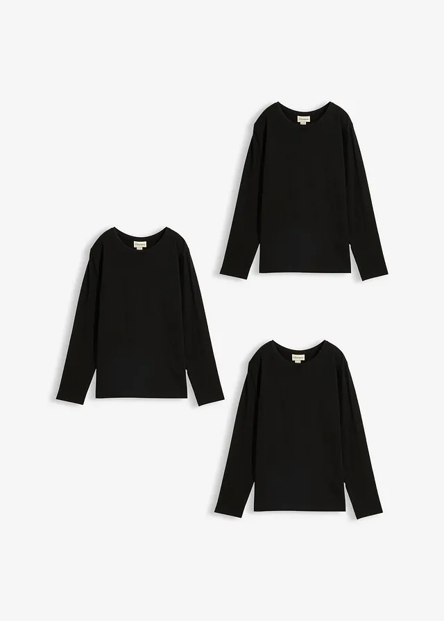 Lot de 3 T-shirts manches longues coton • noir+noir+noir • product-page.page-title-suffix