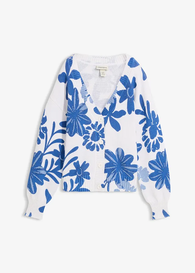 Gebreid vest met bloemenprint