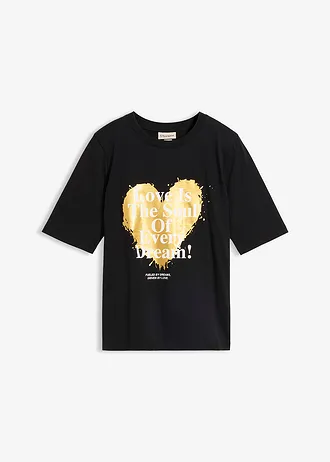 T-shirt 100% coton • noir-imprimé doré • Boutique bonprix