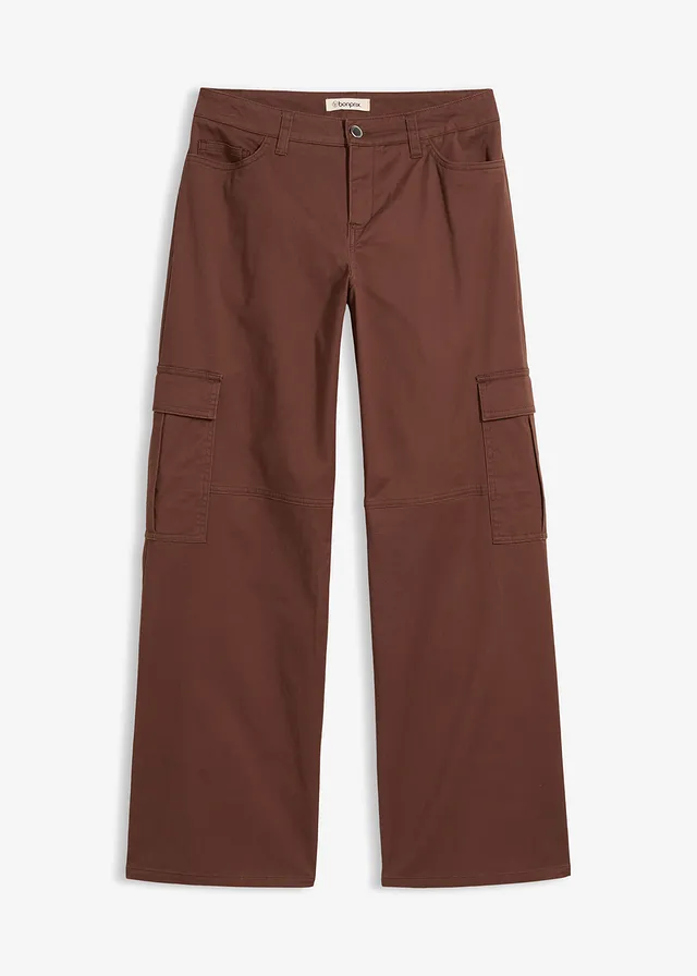 Pantalon cargo en coton extensible, Couleur: marron