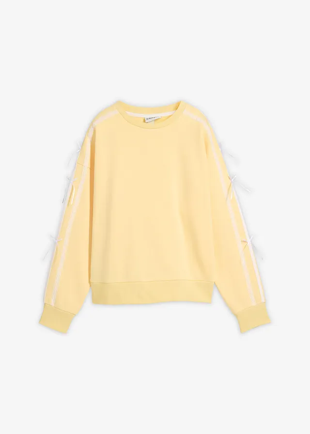 Sweat oversize et doux, Couleur: jaune clair/blanc cassé