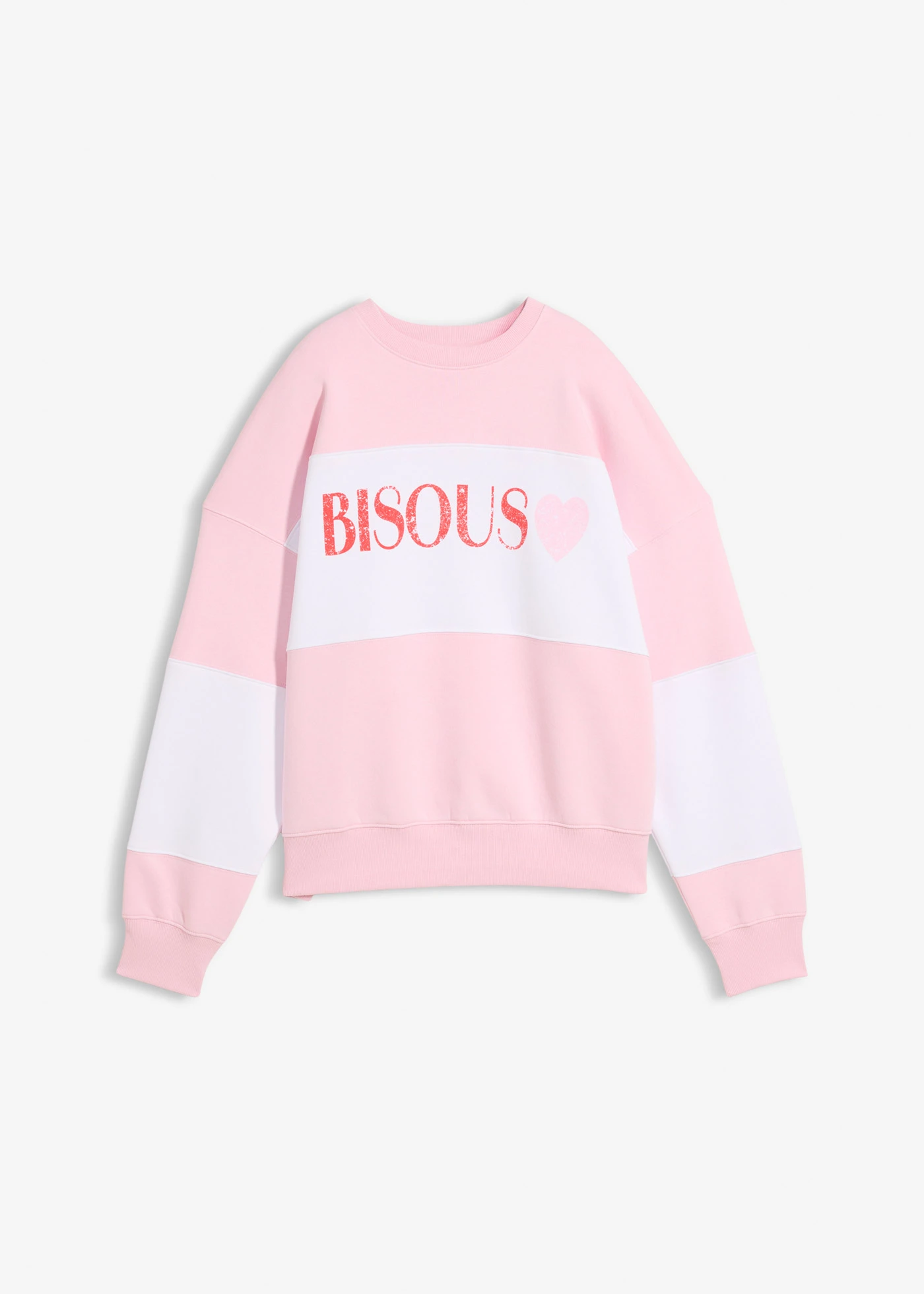 Sweat oversize et doux • rose cristal-blanc imprimé • Boutique bonprix