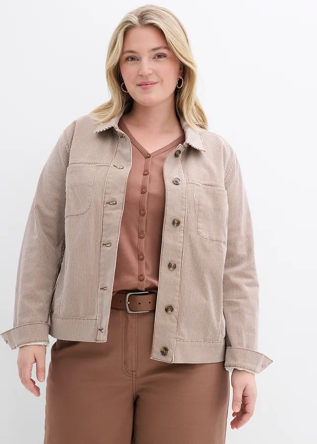 Veste mi-saison, Couleur: marron rayé