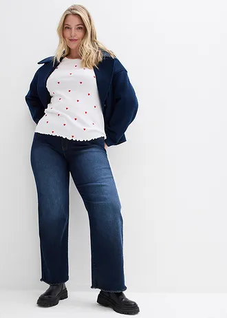 Longsleeve, Kleur: wit + aardbeirood